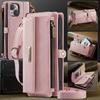 For iPhone 15 Case CASEME C39 RFID Blocking Zipper Wallet Stand Leather Cover with Strap