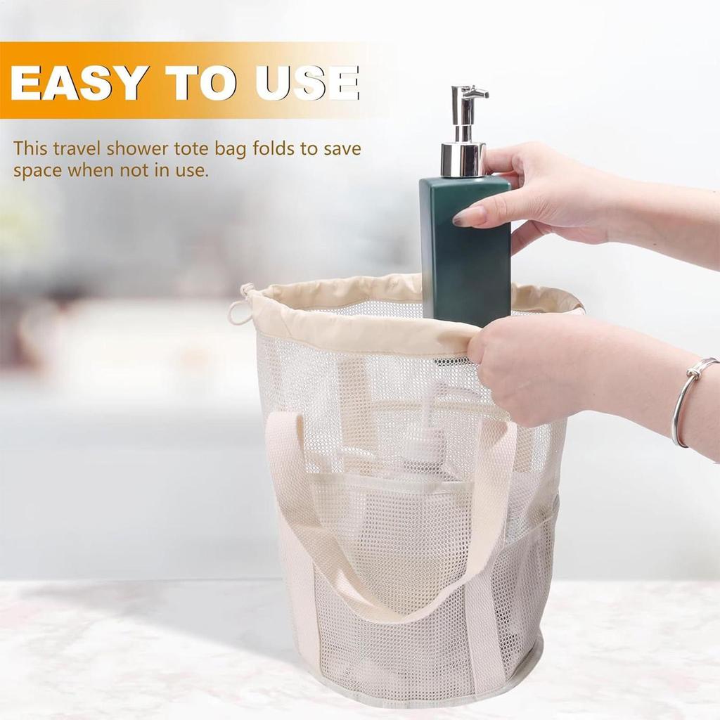 Mesh Shower Bags Portable Mesh Shower Bag Waterproof Pouch Organizers for Toiletry Bath Travel Dorm Room Vacation Summer Gym