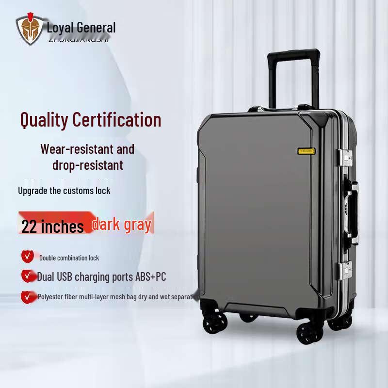 Zhongjiangshi 22-inch Aluminum Frame Spinner Carry-on Suitcase