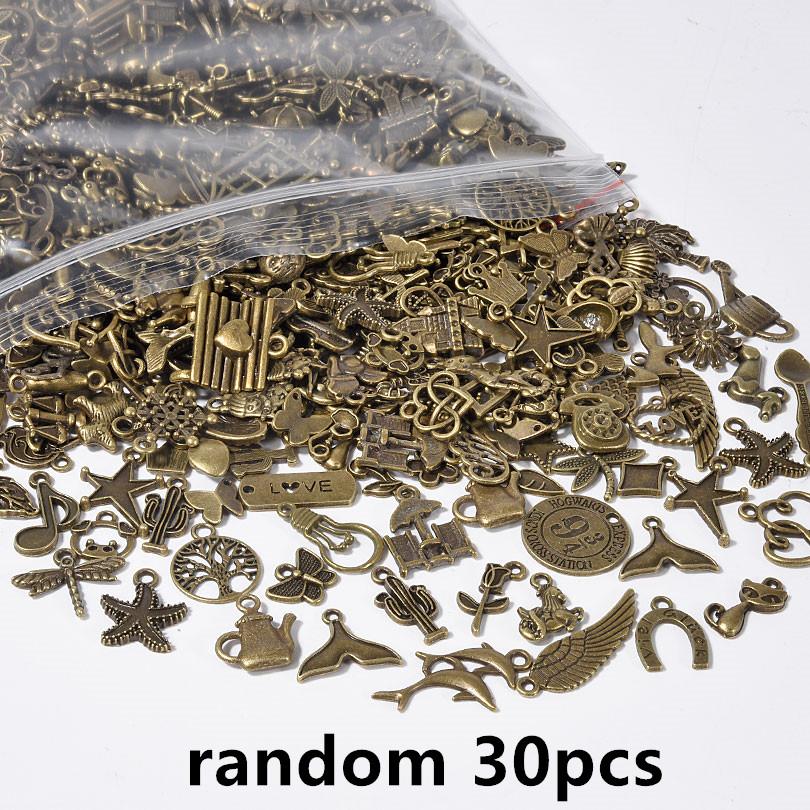 Ancient Bronze Color Metal Cute Charms For Jewelry Making Supplies Wings Animal Starfish Alloy Pendants DIY Bracelets Materials