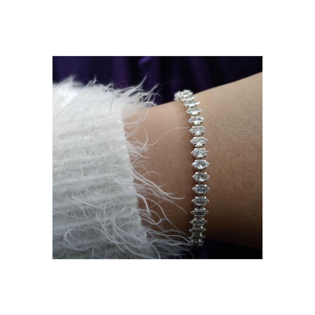 Gold Color Zircon Stone Shuttle Model Waterway Steel Bracelet - 3178