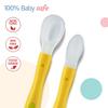 Luvlap Fun Club Baby Silicone Spoon Set Bpa Free 2 Pcs Green And Yellow 23.4 Cm Infant Weaning Toddler Feeding Spoons
