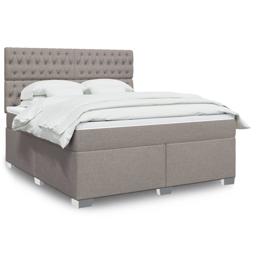 Kontinentalbett mit Matratze, Taupe, Stoff, 180x200 cm