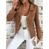 Spring and Autumn Fashion Style Elegant New Fashionable Retro Slim-Fitting Biker Jacket Suit Collar Suede Short Coat