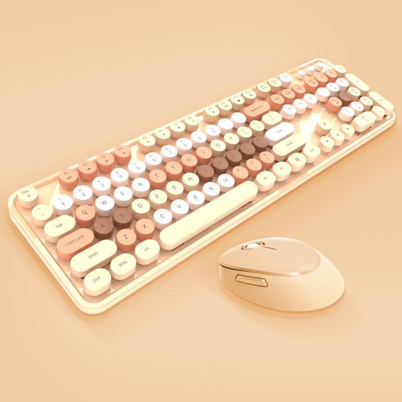 Skyreach Cute Punk Colorful Lipstick Wireless Keyboard & Mouse Set for Girls’ Office