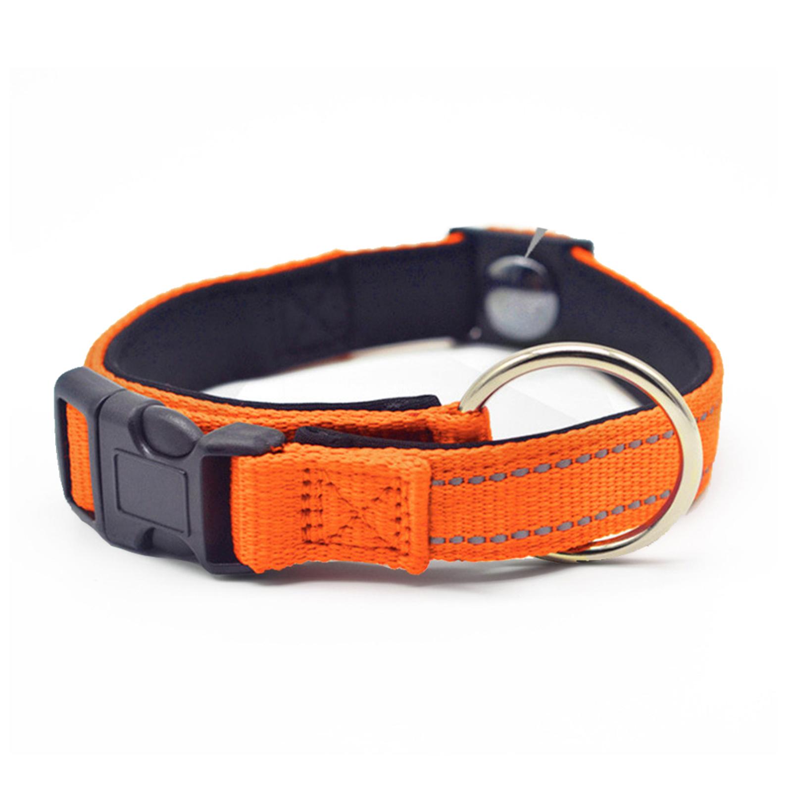 Reflective Dog Collar with Buckle Soft Padded Nylon Pet Collars Adjustable Nylon Webbing Collars for Small and Medium-Sized Dog оранжевый