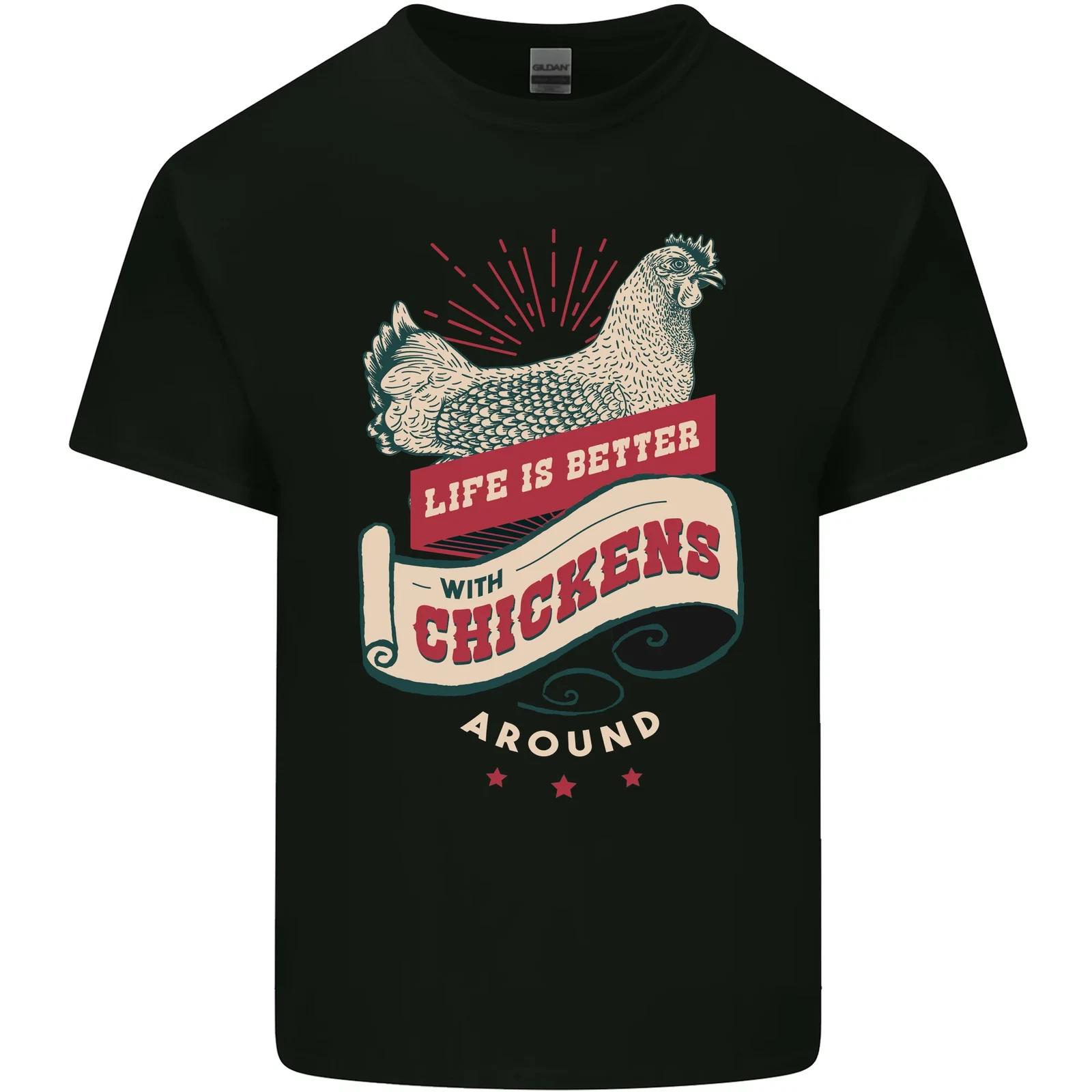 Life is Better With Chickens Around Farmer Kids T-Shirt Childrens L