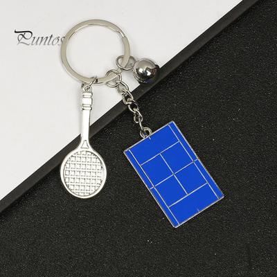 Metal Tennis Court Racket Keychain Portable Zinc Alloy Key Ring Holder DIY Handbag Pendant Backpack Decoration Kids Adults Sports Fans Birthday Gift