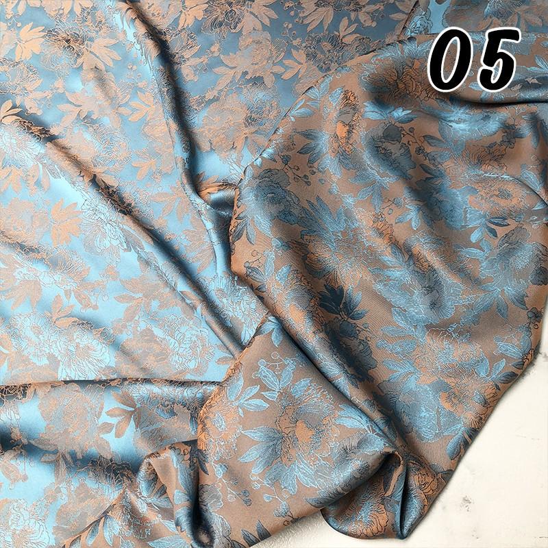 Two-color Embossed Peony Jacquard Fabric Imitation Silk Skin Friendly Cheongsam Cloth DIY for Skirts Pajamas Sewing Hanfu Cloth