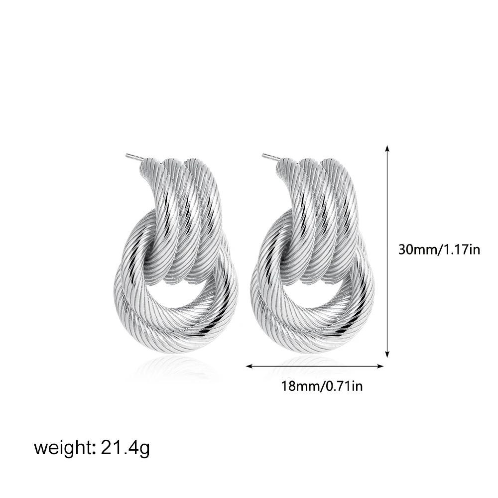 Fashion Multilayer Twist Circle Stud Earring for Women Stainless Steel Gold Silver Mix Color Round Earring Vintage Jewelry Gift