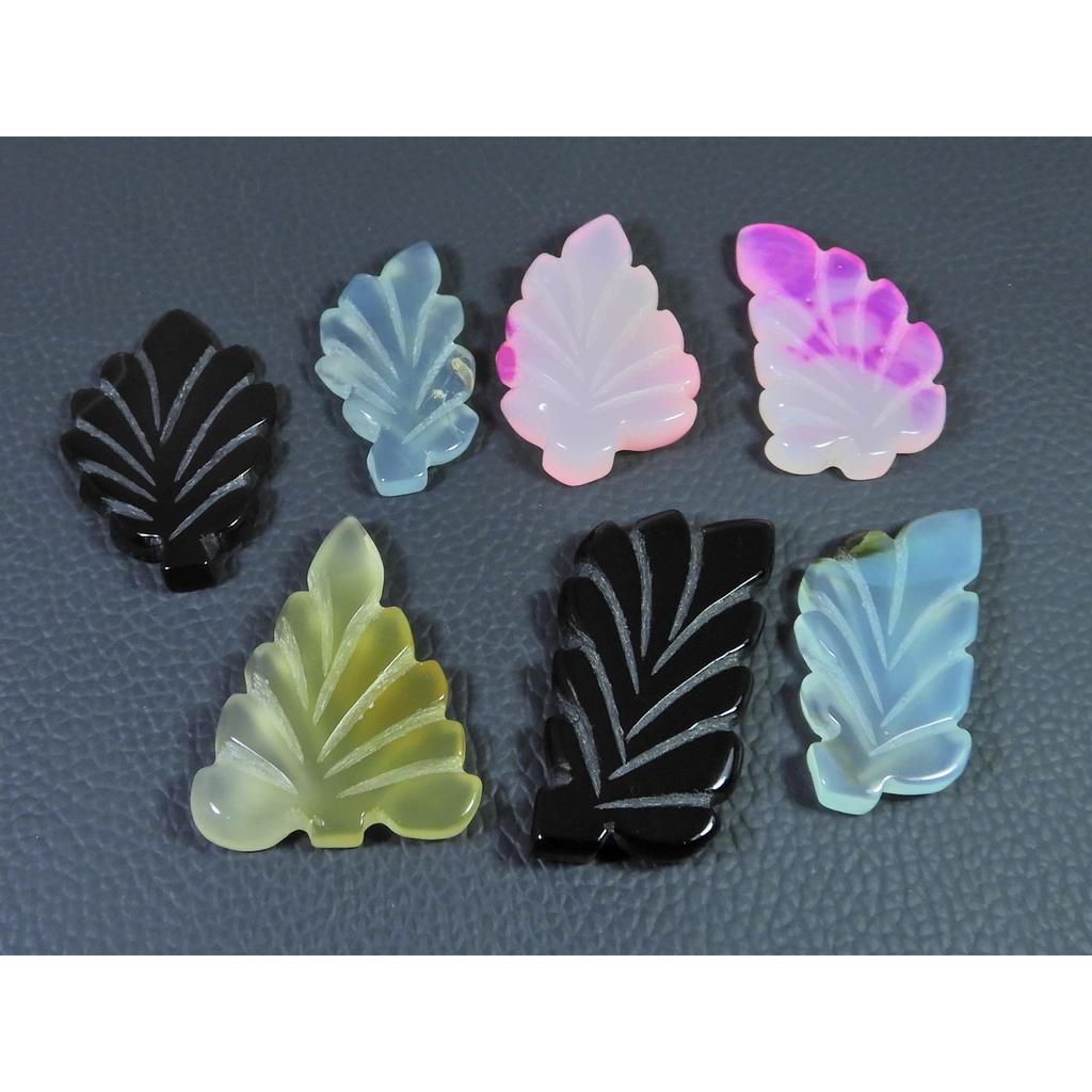 258Cts. Onyx Leaf Carving Designer Cabochon Loose Gemstone 07 Pcs Lot C-1860