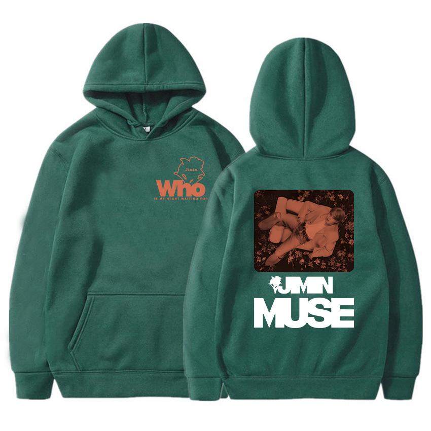 Who Is My Heart Waiting for Jimin Muse Hoodies Korean Fashion Band Hip Hop Sweatshirts for Winter/Fall Women Hoodie Graphic Tops