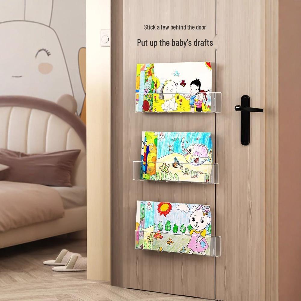 Punch-Free Wall-Mounted Acrylic Bookshelf for Children's Picture Books