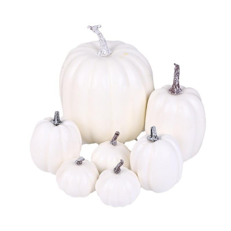7pieces Halloween Artificial Pumpkin Thanksgiving Decorative Pumpkins Halloween Carnivals Foam Pumpkin Decors Kids Gift