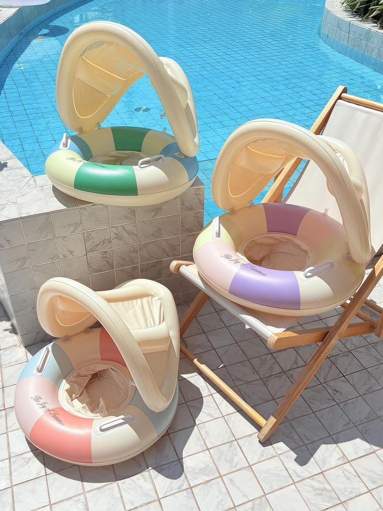 Xiao Lv Inflatable Baby Swim Ring with Removable Sunshade Canopy