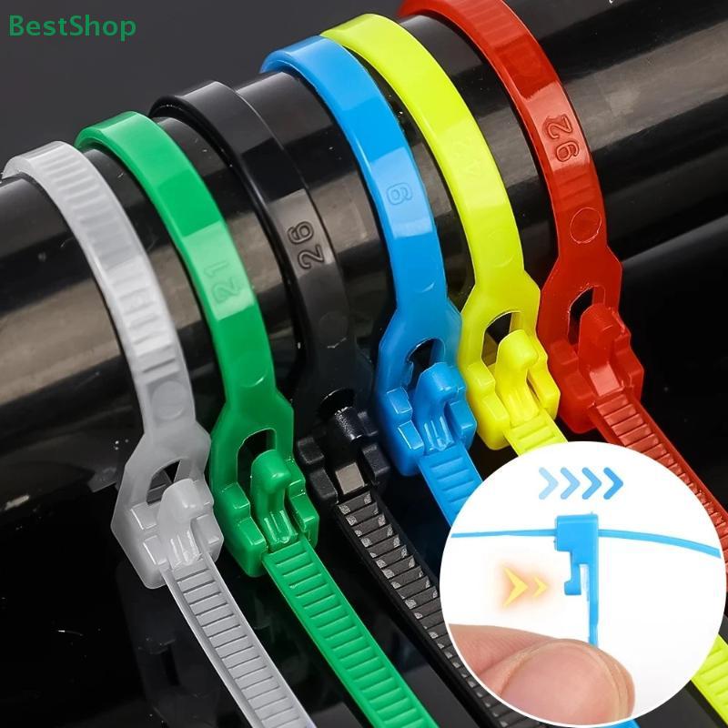 100 Stück farbige T-Typ Nylon-Kabelbinder Abnehmbar Wiederverwendbar