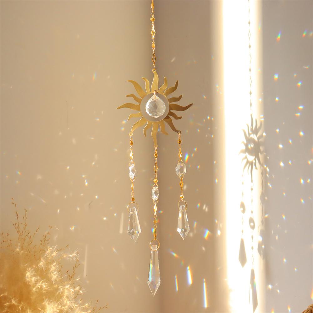 Crystal Prisms Light Catcher Windchimes Hexagon Car Pendant Garden Decor Hanging Window Ornament Chandelier Summer Gift