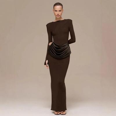 Robe Élégante Ruched Ajustée Style Européen Automne/Hiver 2025