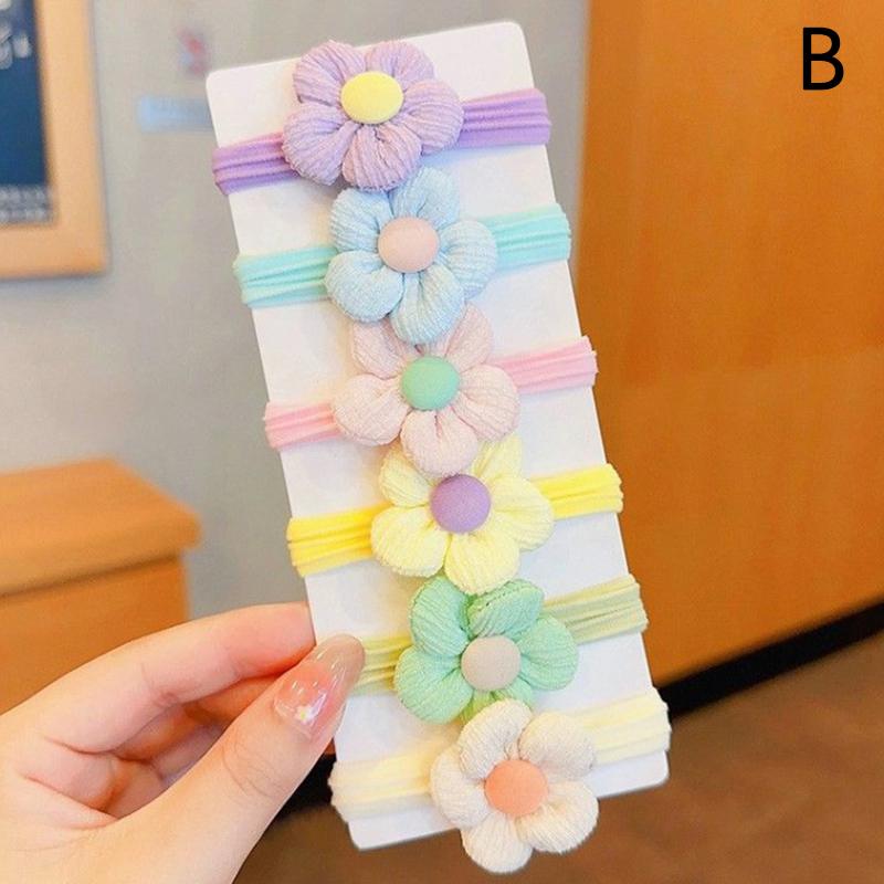 

6 шт., повязка для волос с бантом для девочек ярких цветов, резинки для волос с цветком, детские эластичные резинки, держатель для хвоста, детские аксессуары для волос