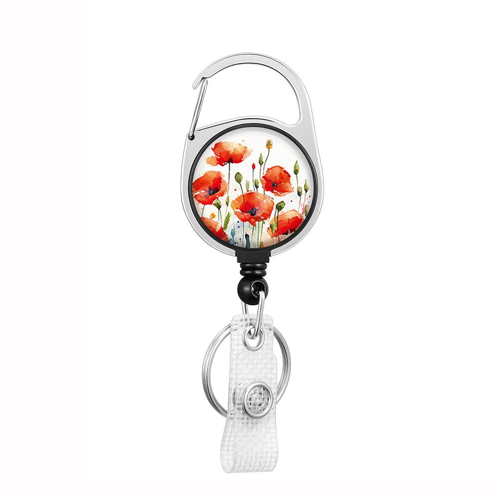 Plant Flowers Clip Lanyards ID Badge Holder Porta Credencial Lanyards Keychain Badge Reel Nurse Retractable Wholesale