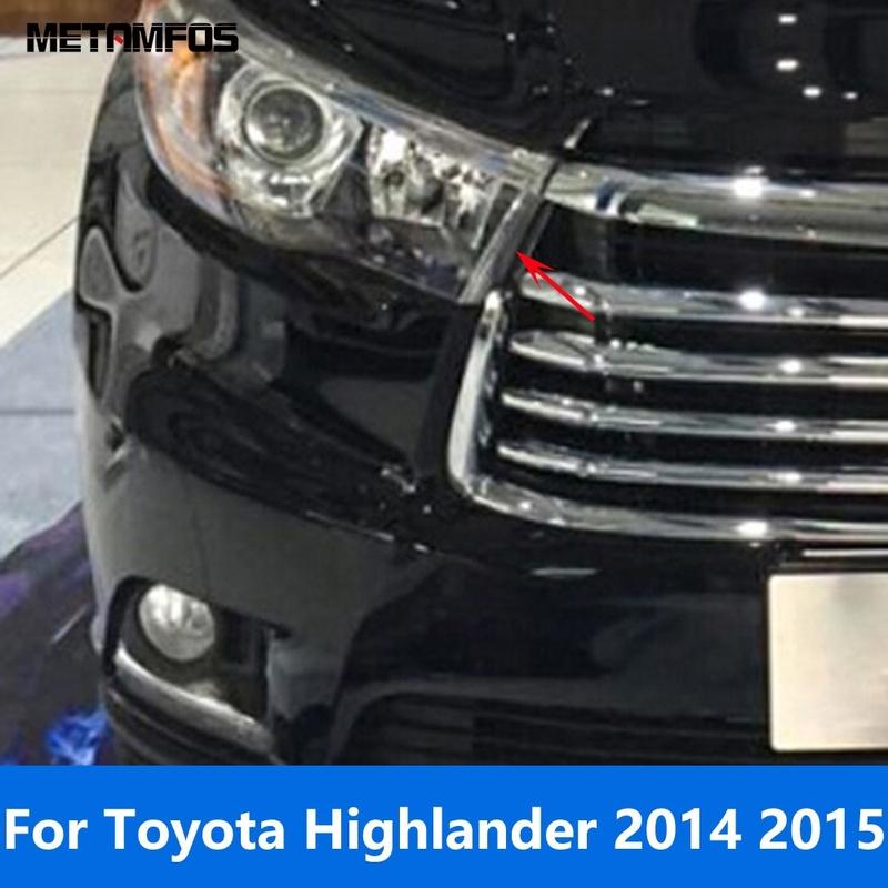 Front Center Grille Racing Grill Strip Molding Trim For Toyota Highlander 2014 2015 Chrome Exterior Accessories Car Styling