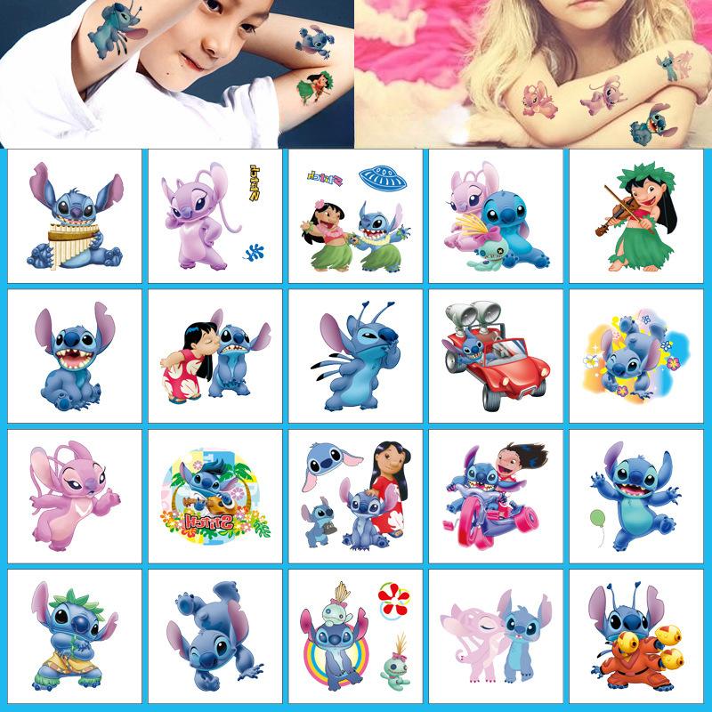 20PCS Cartoon Disney Stitch Tattoo Cute Stickers Lilo and Stitch Party Decoration Happy Birthday Kids Toys Supplies Gift Decals