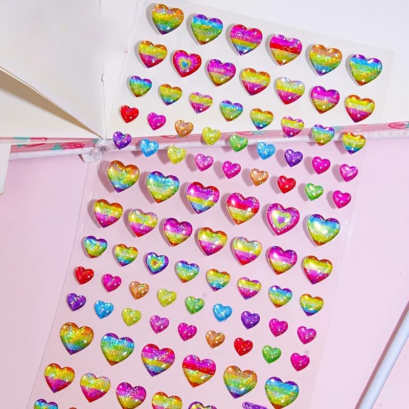 Colorful Glitter Heart Stars Crystal Drop 3D Stickers Scrapbooking DIY Journal Stationery Sticker Sheet Decor Gift