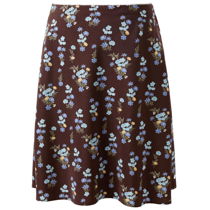 Sancai 2026 Summer Floral High-Waist A-Line Midi Skirt S