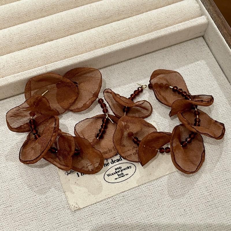 Natural tiger's eye stone series stud earrings for women Maillard exquisite retro earrings niche light luxury high-end temperament earrings