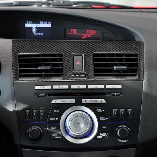 1x Carbon Fiber Car Front Center AC Vent Frame Cover Trim For Mazda 3 2010-2013