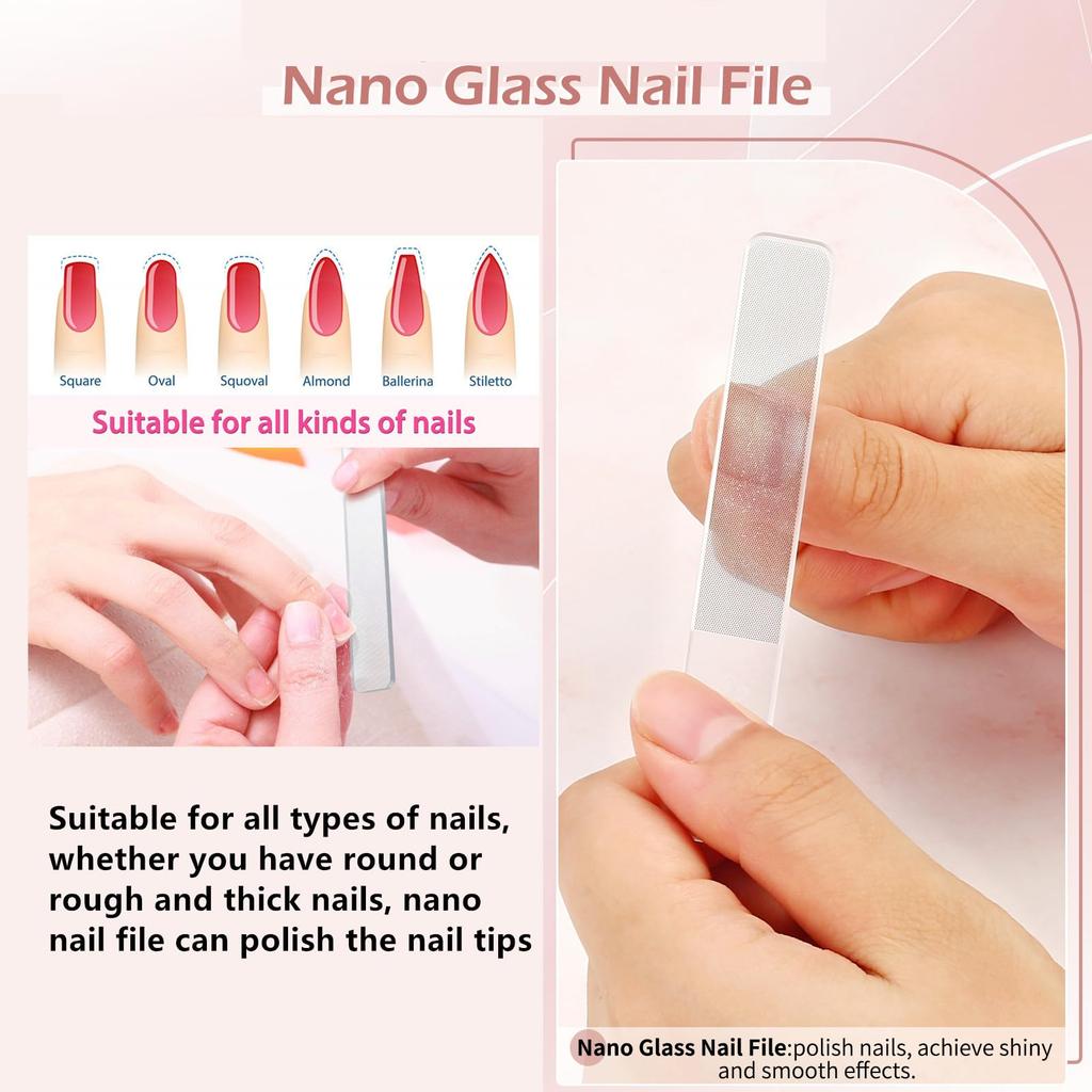 Travel Nail Care Callus Nail Callus Glass Nail Portable Nail Pink Toenail Callus Set with Plastic Cover Women's Set, Trimmer, Clippers, Remover, File,