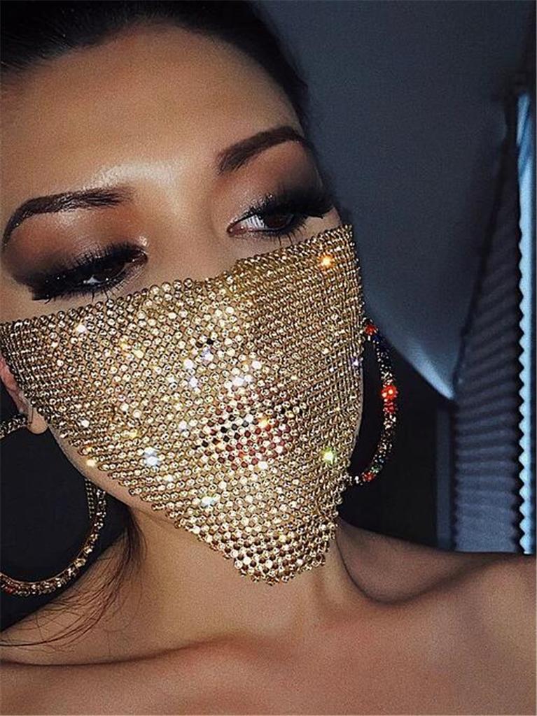 1Pc Rhinestone Decorative Mask –Sparkly Metal Party Mask for Women,Glitter Masquerade Face Cover,Club Carnival Costume Accessory
