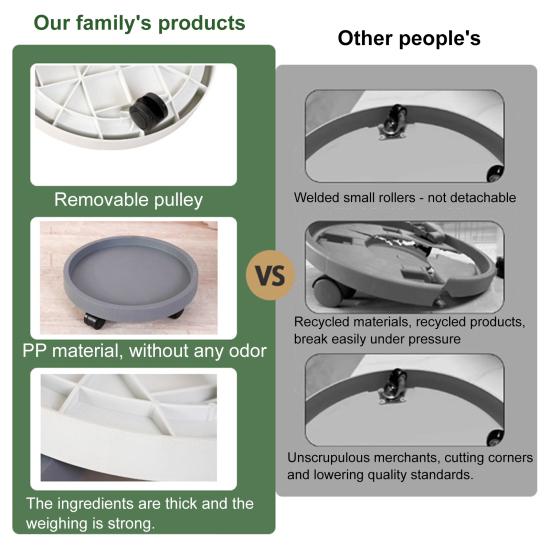 Wheeled Plant Caddy Round Plant Pot Pallet with 4 Wheels Mobile Flowerpot Stand Flower Pot Mover Planter Caddy for Indoor Outdoor Use