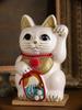 Lucky Cat Mount Fuji Left Paw Raised Ceramic Lucky Cat Maneki Neko Fujiyama Lucky Feng Shui Figurine with Offering Box (L-SIZE White) / - (fj_L White)