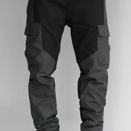 Pantaloni sportivi da uomo Patchwork Elastico in vita Colori larghi abbinati Multi tasche Pantaloni cargo casual a vita media morbidi e traspiranti Pantaloni lunghi da uomo