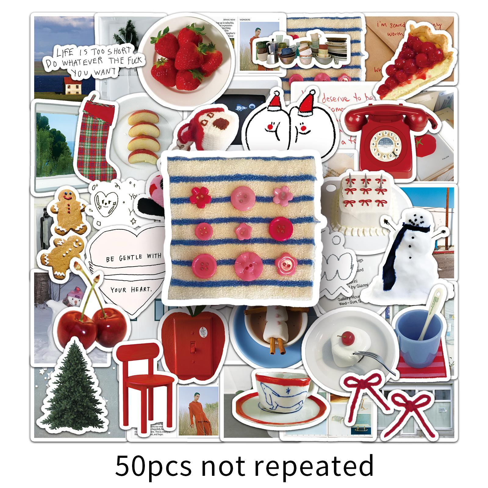 

50 шт. Крем Корейский Инс Фэншоу Наклейки для аккаунта Сяоцин Гука Креативные DIY Наклейки для чехла мобильного телефона, планшета Водонепроницаемые