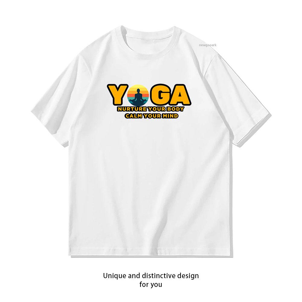 Yoga Nurture Your Body Calm Your Mind TShirt Women Unisex Casual cotton graphic t shirts Oneck Breathable ropa hombre S