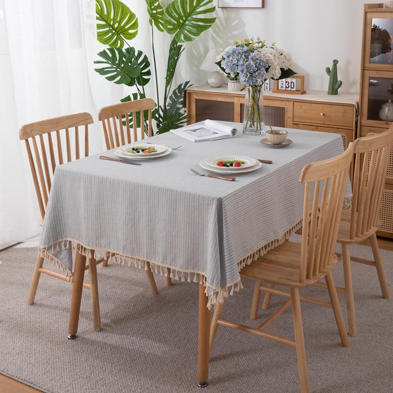 Log Wind B & B Cotton Jacquard Geometric Stripe Rectangular Tablecloth Coffee Table Dining Table Cloth Cover
