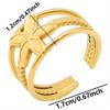 1/5pcs Real Gold Plated Open Adjustable Ring Oval Square Flower Stainless Steel Rings For Women Men DIY Stone Crystal Oil Drip