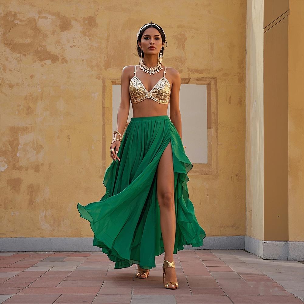 Tassels Sequins Shining Dancing Skirt Spanish Skirt Belly Dance Skirt Show Costumes