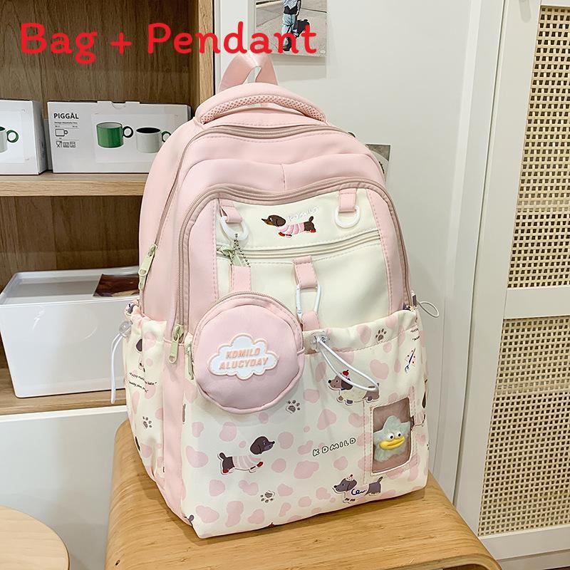 Leopard Print Backpack For Girls With Nylon And Pouch For School Use