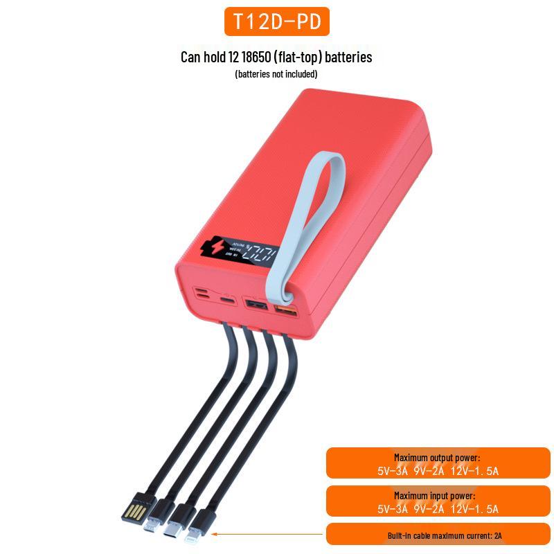 Solderless 4-Wire 12-Section 18650 Power Bank Kit with Ultra-Fast Disassembly