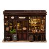 DIY Corner Tavern House Wooden Miniature Model Kit 3D Puzzle with Light Furniture Doll Houses Cottage for Friends Birthday Gifts