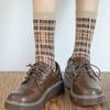 5 Pairs Women Winter Socks Fashion Thickened Warm Socks Retro Grid Middle Tube Girls Socks