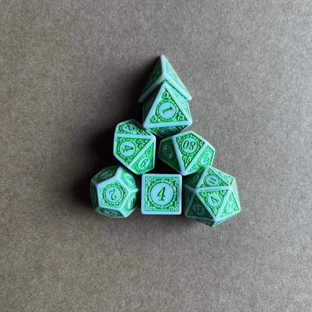7pcs/lot Dice Set Numbers of D4 D6 D8 D10 D12 D% D20 D4 D6 D8 D10 D12 D20 for TRPG D&D Entertainment Table Game Digital Dice