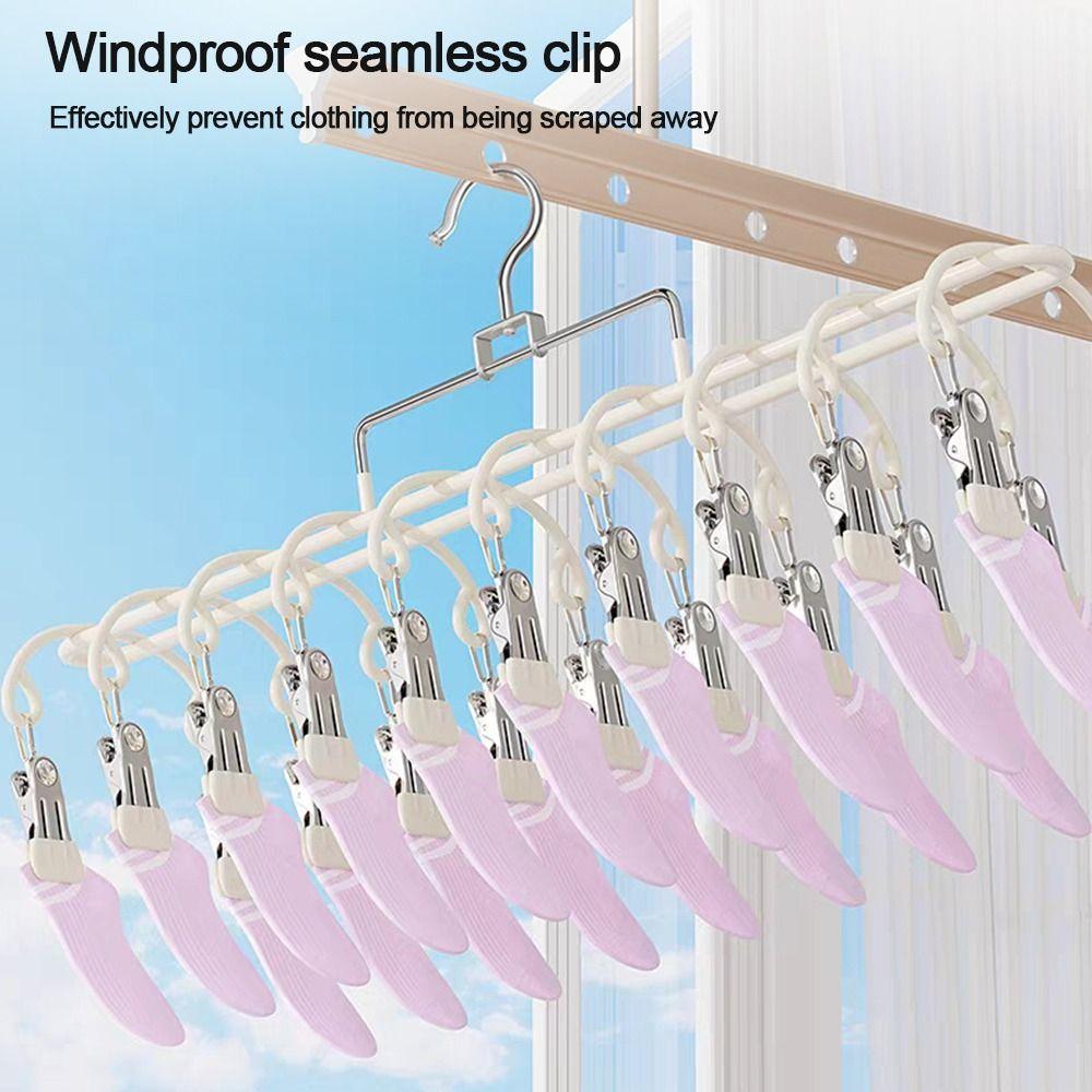 Stainless Steel Clothes Hanger with 20 Clips Sock Hangers Laundry Drying Rack for Socks Underwear