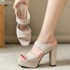 Fashion Summer New Coarse Heel Sandals Women Round Head Open Toe Waterproof Platform Anti-slip Wear-resistant High-heeled Slippers