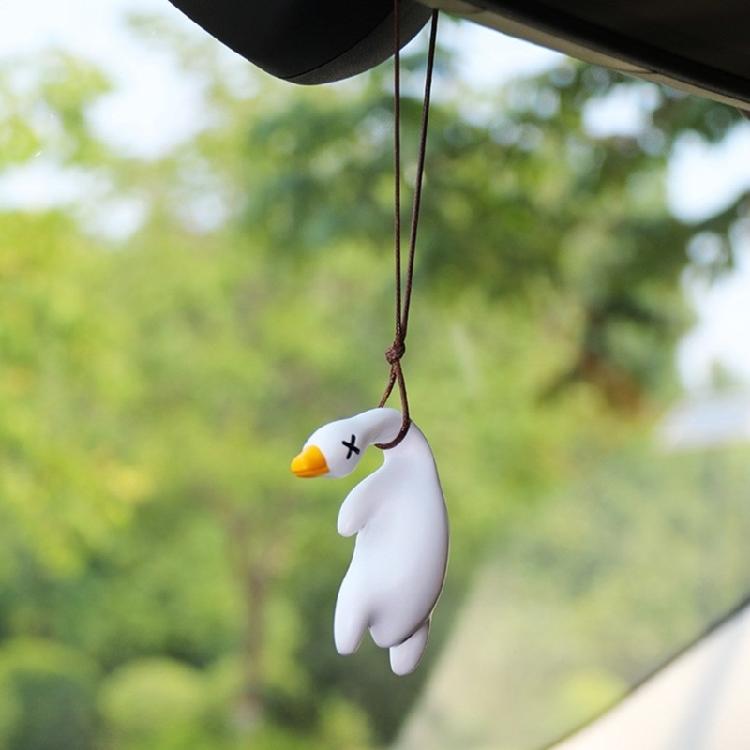 Cute Anime Pipe Duck Car RearviewMirror Pendant Interior Ornament Decoration