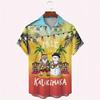 3D Print Christmas Themed Santa Claus Graphic Beach Shirts Men's Short Sleeve Lapel Hawaiian Shirt Summer Button Vacation Shirts