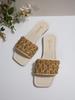 [Foreign trade] Foreign trade flat-bottomed slippers women's pearl rhinestone outer wear square head sandals
